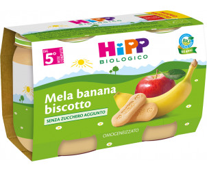 Merenda di Frutta Mela, Banana e Biscotto