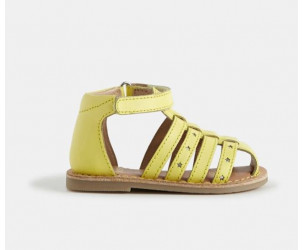 Sandali multifasce in cuoio con velcro