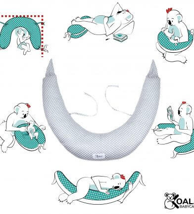 KOALA BABYCARE® Cuscino per allattamento e gravidanza 8 in 1, grigio 