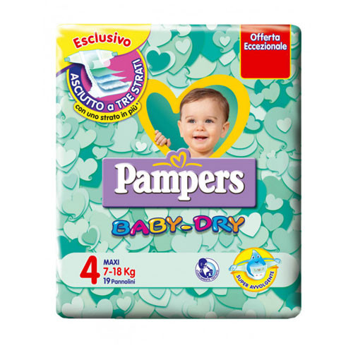 Acquista Pampers Baby Dry · Pannolini · Taglia 4+ - 10-15kg • Migros