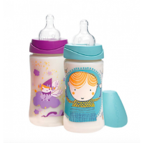 Biberon Collo Largo 270ml con Tettarella in Silicone