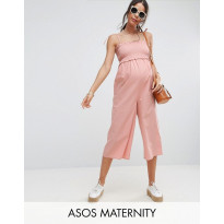 Tuta lunga in cotone con corpino arricciato